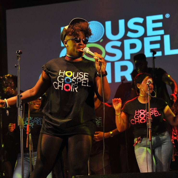 Members of the House Gospel Choir perform on stage during Day 2 of the Womad Festival at Charlton Park on July 28, 2017 in Wiltshire, England. (Photo by C Brandon/Redferns)